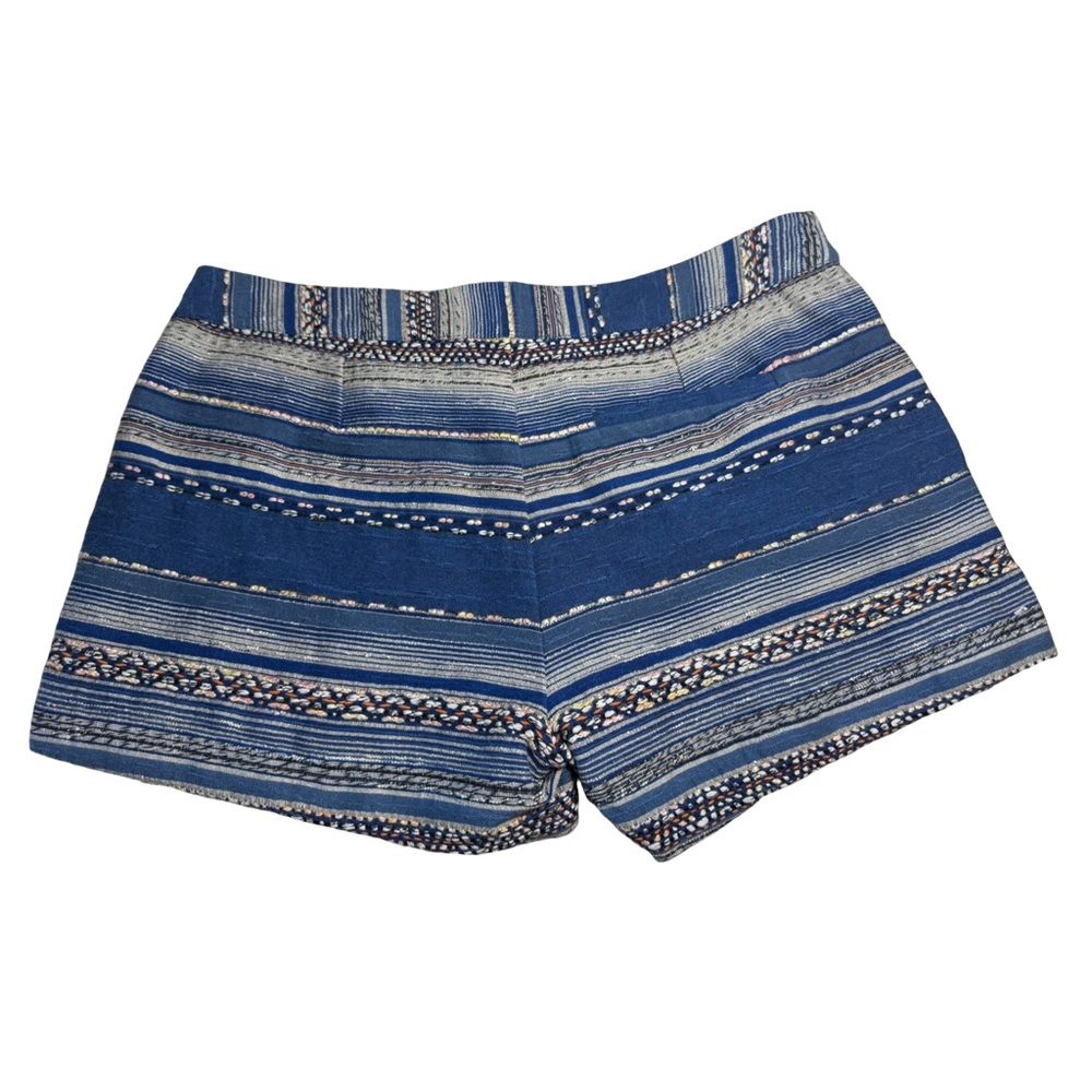 Joie Shelley Boho Woven Shorts Blue Stripe Embroidered Size 8 - Picture 5 of 13